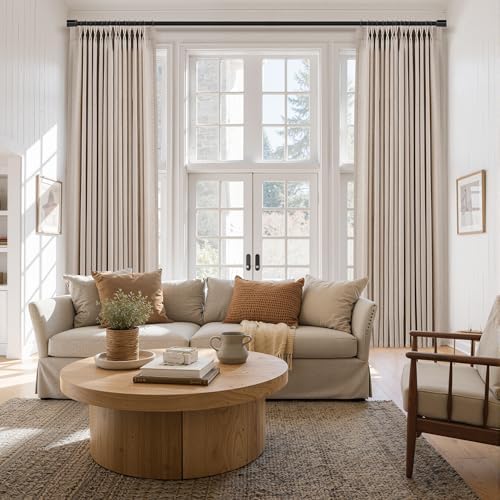 Aersas Taupe Burlywood Pinch Pleated Linen Curtains 84 Inches Long 2
