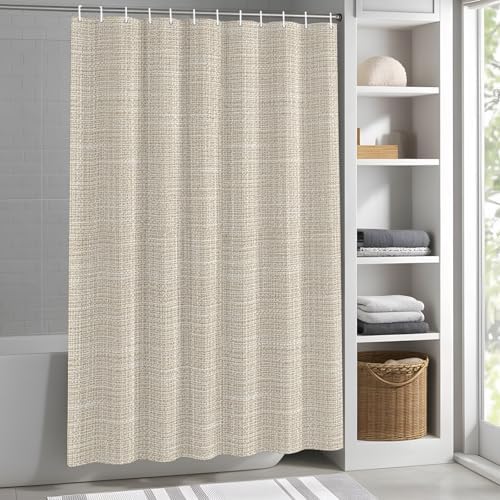 Minimalist Cream Beige Shower Curtain for Bathroom Rustic Neutral