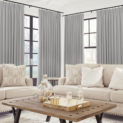 Drapifytex Light Grey Coated Thermal Insulated Drapes Pinch Pleated
