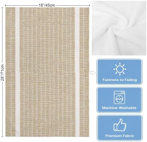 Beige Striped Kitchen Towels Set of 3, Water Absorbent Dish Towel