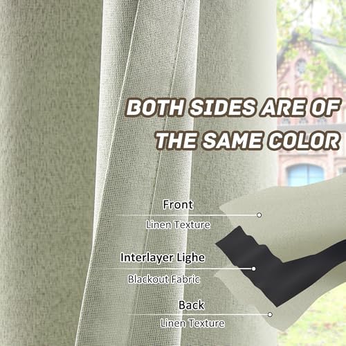 Light Weight Curtains 100% Blackout Linen Textured Curtains 84 Inch