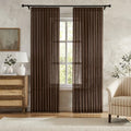 DUALIFE Brown Pinch Pencil Pleated Linen Curtains 52x96 Inch Long 2