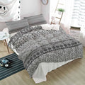 Duvet Cover Set Full, Ethnic Gray Geometric Retro 3 Piece Bedding Set