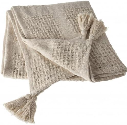 HomeRoots 516505 0.2 x 50 x 60 in. Cream Cotton Woven Solid Color