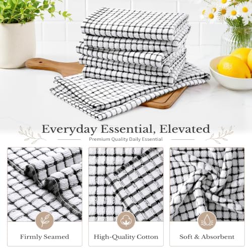 Homaxy 12 Pack Terry Kitchen Towels, 16"x25", Black