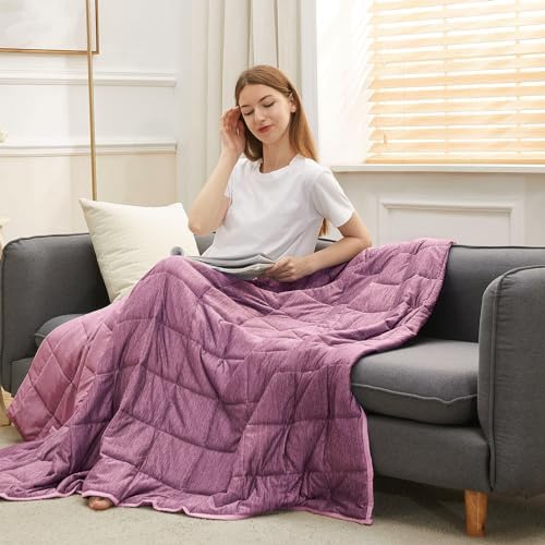 Weighted Blanket 10lbs 48"x72" Cooling for Adult All-Season Soft Pink