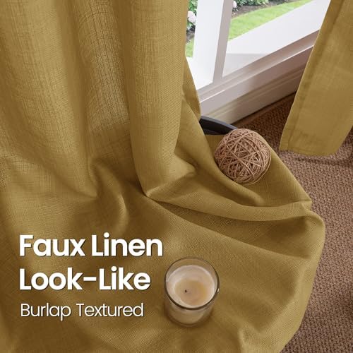 BGment Taupe Linen Curtains 84 Inches Long for Living Room, Set of 2