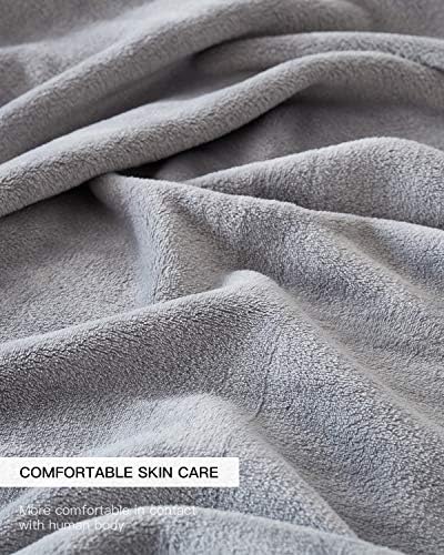 KMUSET Fleece Blanket Grey Queen Size Lightweight Cozy Plush