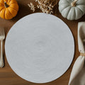 Silver Gray 15 Inch Round Placemats Set of 6, Boho Light Gray Solid