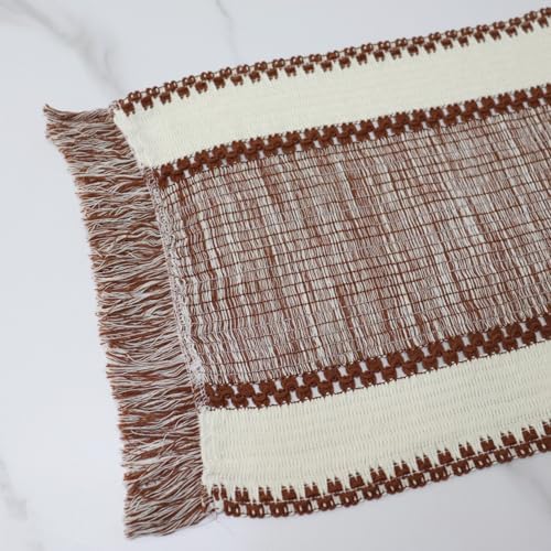 Macrame Table Runner Caramel Rust Fall Boho Woven Farmhouse Rustic