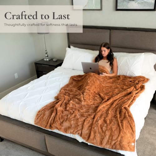GRACED SOFT LUXURIES Faux Fur Blanket Cozy Camel Sofa Bed 50x60