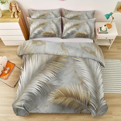 Soft Microfiber Duvet Cover Plants 3D Palm Leaves - King Size