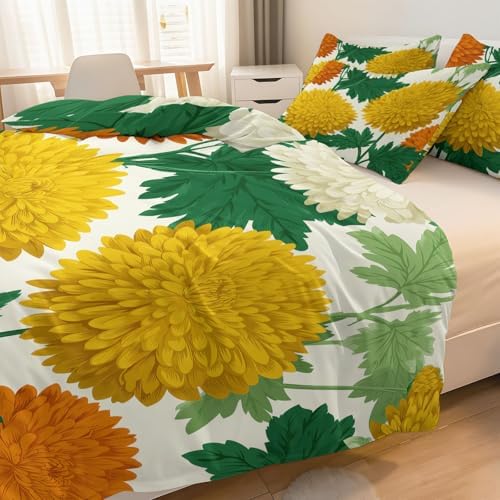 Vintage Plants Floral Leaves Queen Duvet Cover 229 x 229 cm, Sage