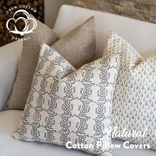 FIOUOVO Floral Throw Pillow Covers 20x20 Set of 2 Block Print Cushion