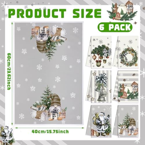 Honoson 6 Pack Christmas Kitchen Towels Snowman Xmas Trees Santa Dish