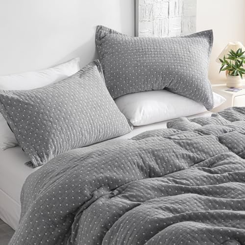 NTBAY Muslin Cotton King Pillow Shams, Set of 2, 20 x 36, Grey