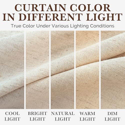 Seasonwood Beige Linen Shower Curtain Farmhouse Bathroom Decor 72x84