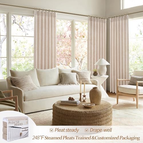 PleatedDrapes Modern Farmhouse Style Light Filtering Curtains for