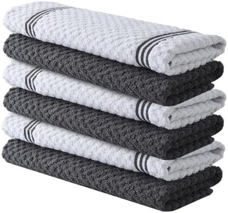 Infinitee Xclusives Multi-Pack Bundle of Grey Kitchen Towels Includes