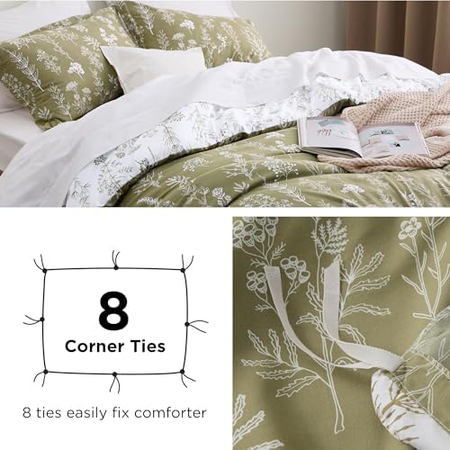 Bedsure Duvet Cover King Size - Reversible Olive Green King Duvet