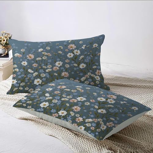 Natural Wildflower Landscape Duvet Cover King 3Pcs, Breathable