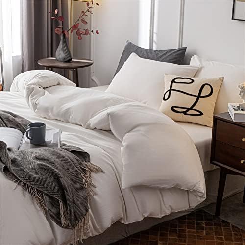 Janlive Washed Cotton Duvet Cover King Ultra Soft 100% Cotton Solid
