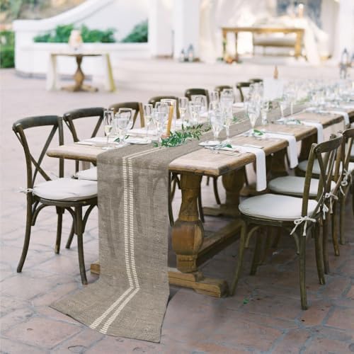 Cream Grain Line 10ft Cheesecloth Table Runner for Wedding 27"x120"