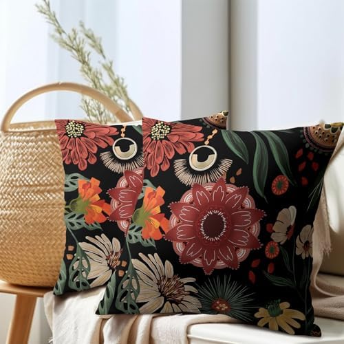 Khope Vintage Boho Floral Pillow Covers 18x18 Inch Set of 2 Spring