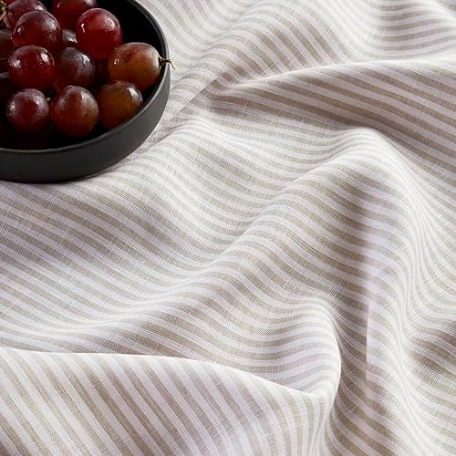 Solino Home 100% Linen Table Runner, 14 x 90 in, Natural and White