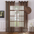 MIULEE Chocolate Brown Sheer Curtains Linen Textured Panels 54X96