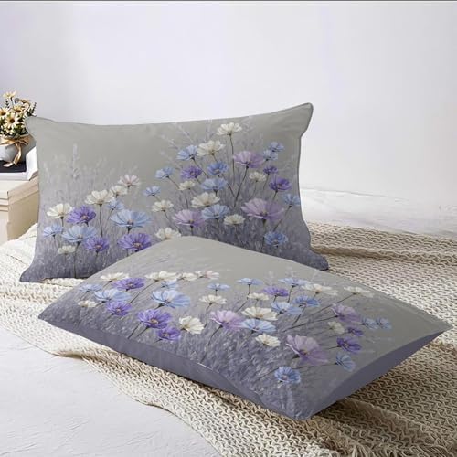 Hand-Painted Flower Cluster Duvet Cover King 3Pcs, Breathable