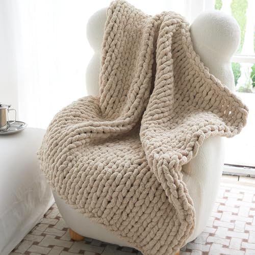 Chunky Knit Throw Blanket for Couch Sofa Bed Living Room Home Decor