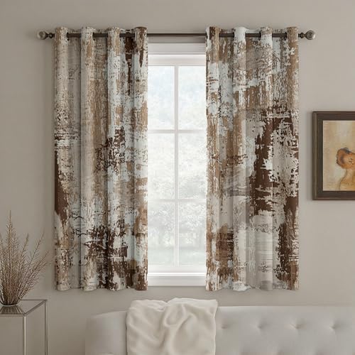 Abstract Curtains Blackout, Modern Distressed Curtains, Contemporary