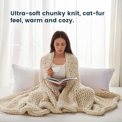 SLEEP ZONE Throw Blanket for Couch - Chunky Knit Hollow Blanket, Throw