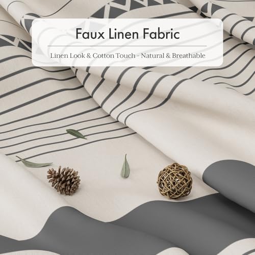 AmazerBath Boho Shower Curtain Set, Rustic Faux Linen Shower Curtain