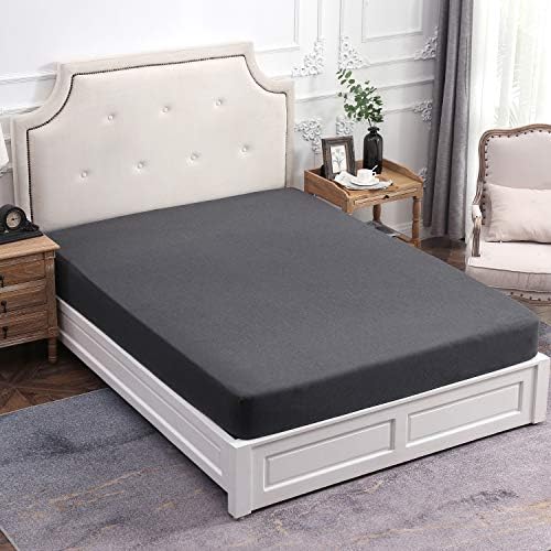 PURE ERA Jersey Fitted Sheet Only Heather Charcoal Grey King
