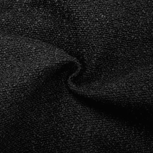 18x18 Black Boucle Throw Pillow Covers with Leather Accent, 2 PC