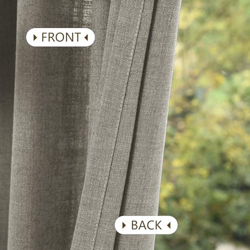 cololeaf Grey Curtains 52" Wx108 L Extra Long Linen Textured Pinch