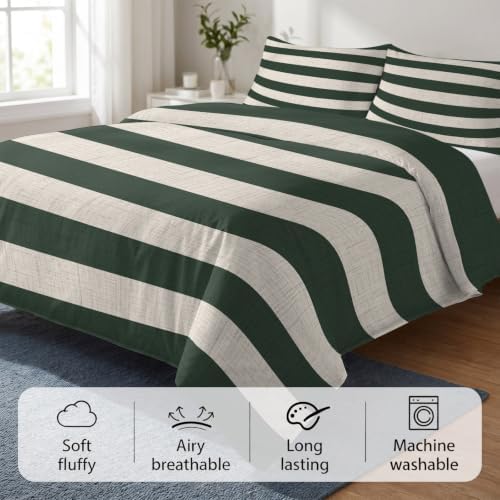 Duvet Cover King Size 3 Piece Bedding Set, Modern Minimalist Stripes