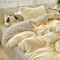 Nayoroom Yellow Duvet Cover Queen Reversible Brown Striped Bedding Set