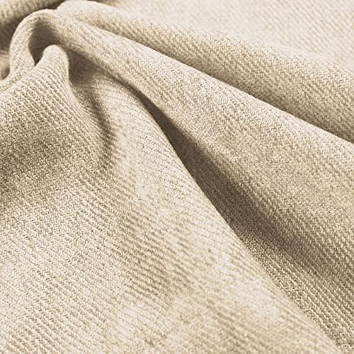 TWOPAGES Cream Tab Top Curtains for Dining Room, Soft Chenille