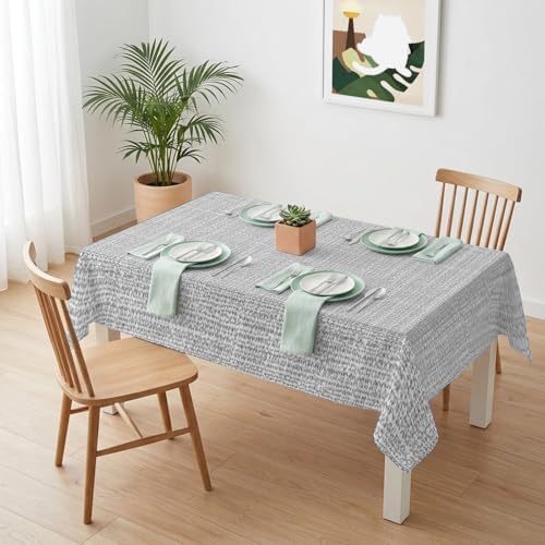 Modern Gray Linen Texture Waterproof Tablecloth for Rectangle