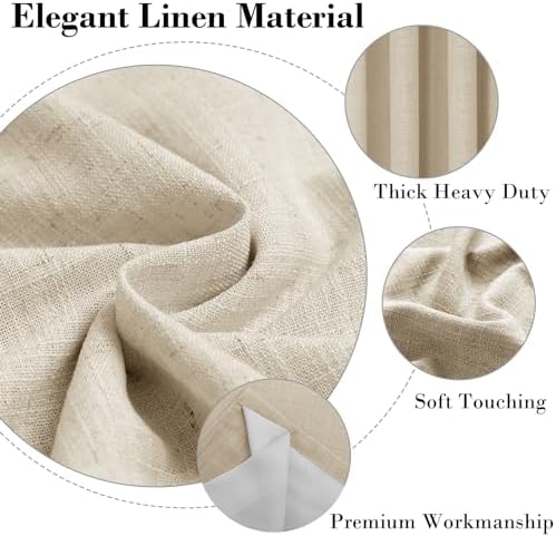 cololeaf Blackout White Linen Curtains for Bedroom Living Room