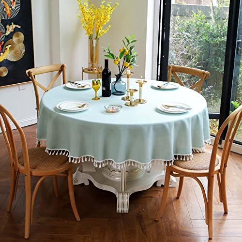 YSUEFIJO Tablecloth Round 71in, Linen Tablecloth Heavy Duty Fabric