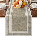 Beige Rustic Cotton Linen Long Table Runner 13 x 108 inch Farmhouse