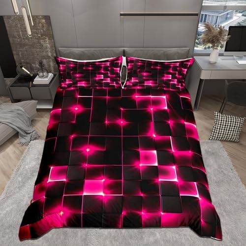 Castle Fairy Geometric Duvet Cover Queen Size,3D Abstract Modern