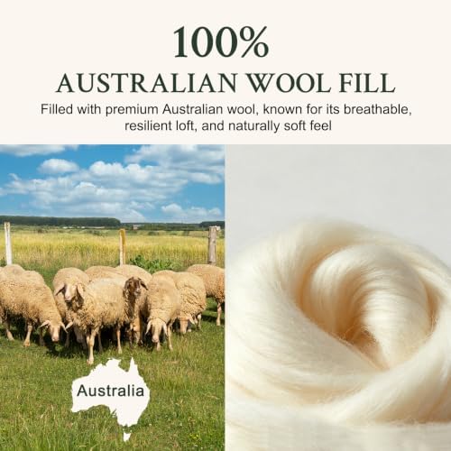 YOUR MOON Natural Wool Mattress Pad Queen Size, 100% Australian Wool