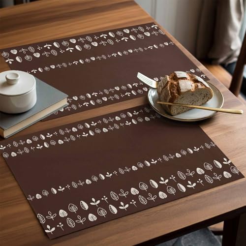 Placemats Set of 8, Rustic Botanical Woven Placemat, Linen Place Mats