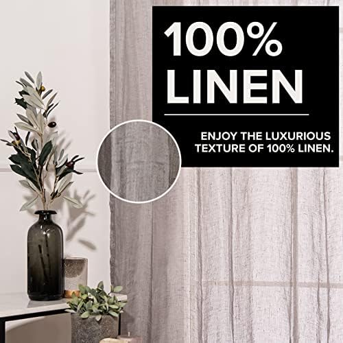 100% Flax Linen, 2 Panel Set, 52”W X 96”L, Grey, Open Weave