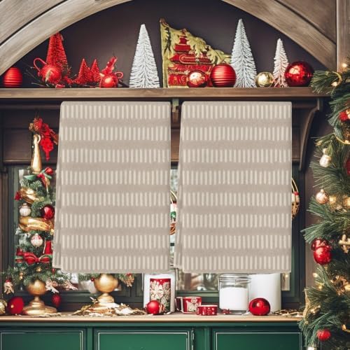 Brown Stripes Retro Kitchen Towels Set of 3, Absorbent Dish Towels for